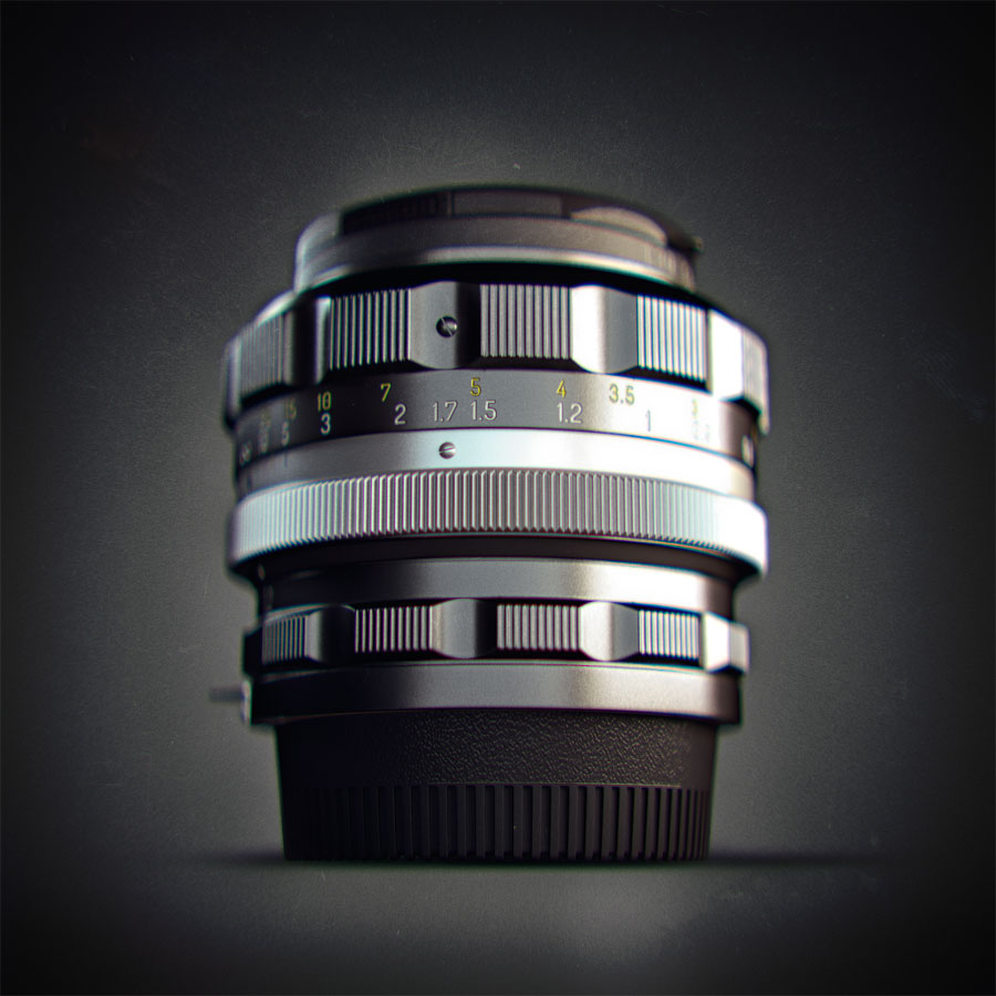 CG model of old prime lens – Nippon Kogaku NIKKOR-S Auto 1:1.2 f=55mm