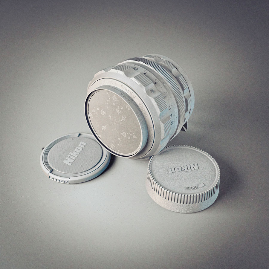 CG model of old prime lens – Nippon Kogaku NIKKOR-S Auto 1:1.2 f=55mm