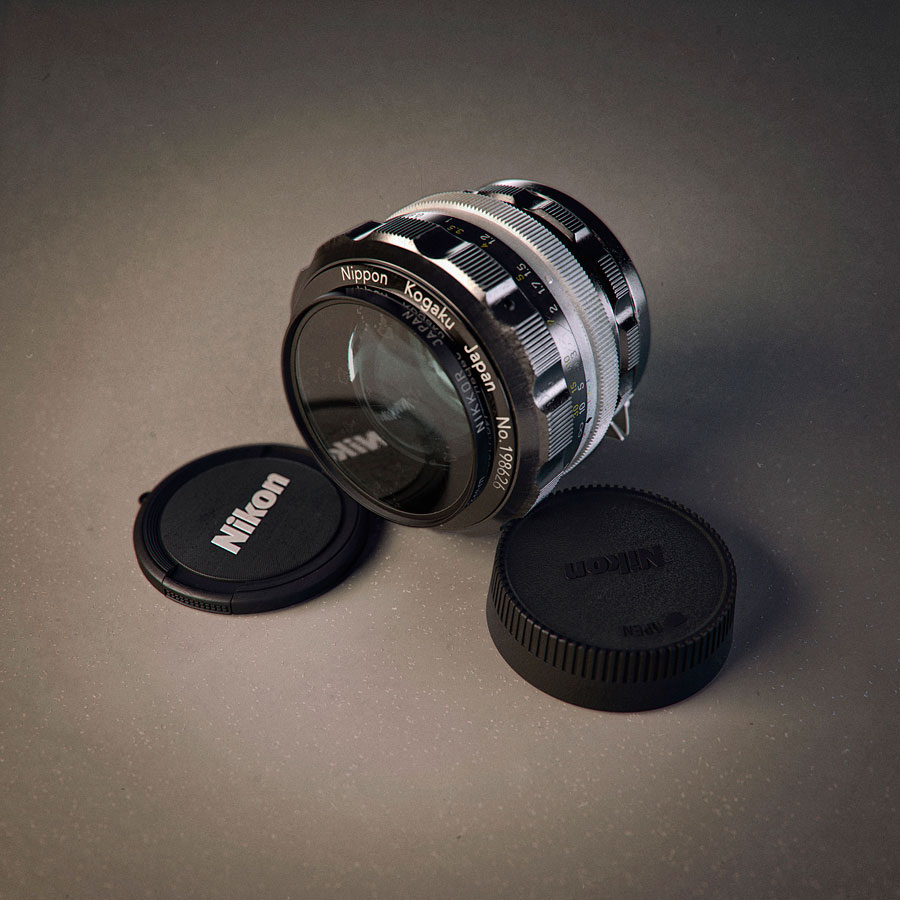 CG model of old prime lens – Nippon Kogaku NIKKOR-S Auto 1:1.2 f=55mm